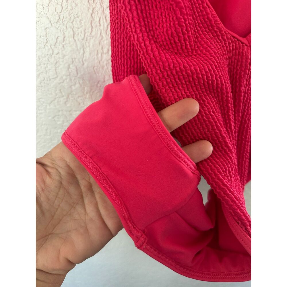 Abercrombie & Fitch The Trevor Project Pink Crinkle Texture One Piece Swimsuit M - Picture 6 of 8